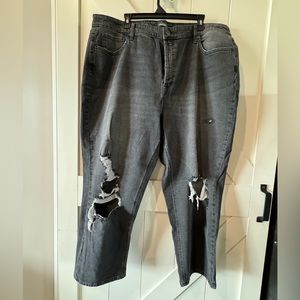 Wild Fable wide leg high rise straight jeans, black with distressing Size 20W